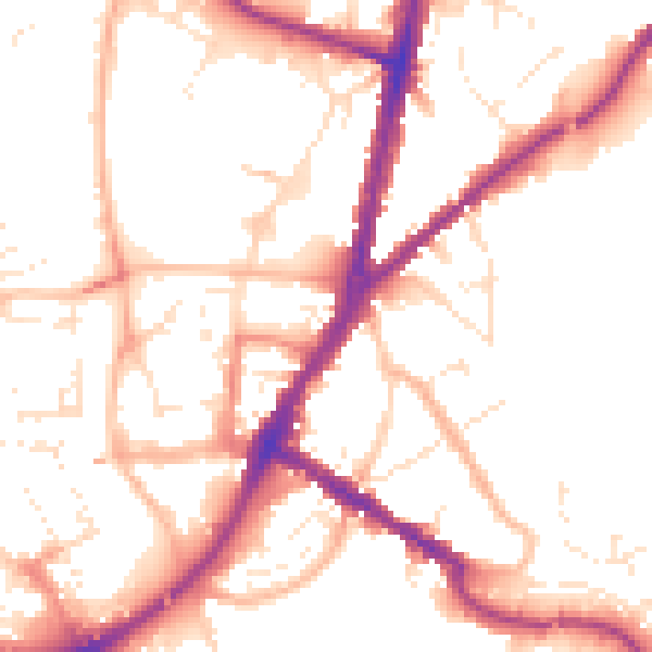 Daytime road noise heatmap for TA6 5EH