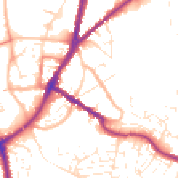 Daytime road noise heatmap for TA6 5EP