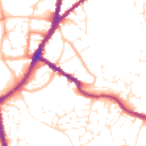 Daytime road noise heatmap for TA6 5ET