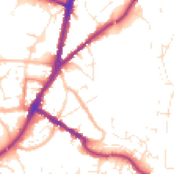 Daytime road noise heatmap for TA6 5HE