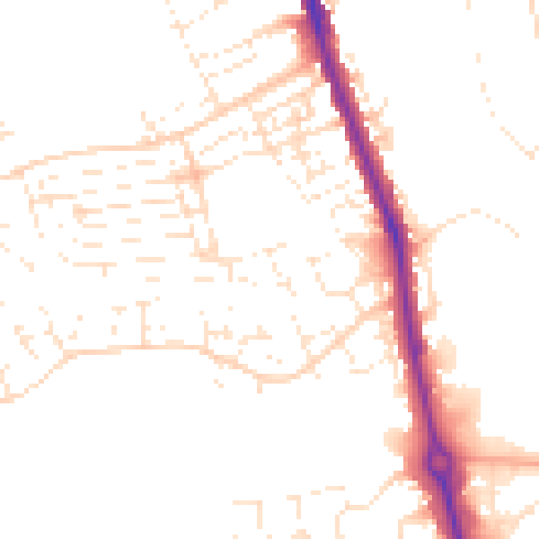 Daytime road noise heatmap for TA6 6DX