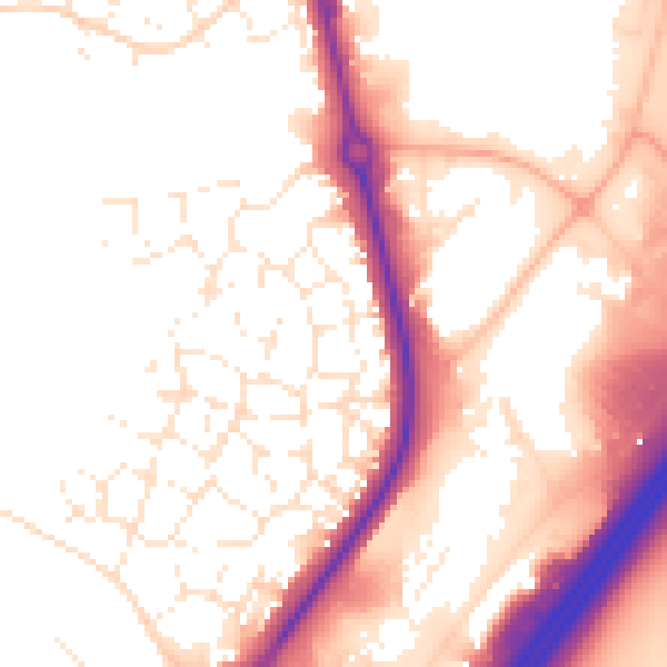 Daytime road noise heatmap for TA6 6GE