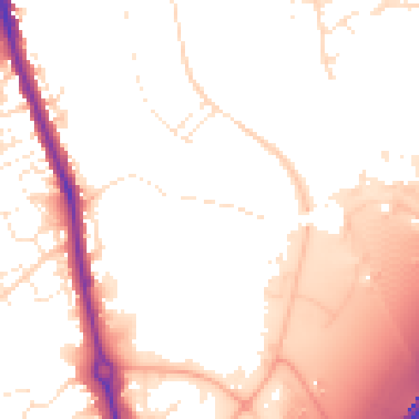 Daytime road noise heatmap for TA6 6LG