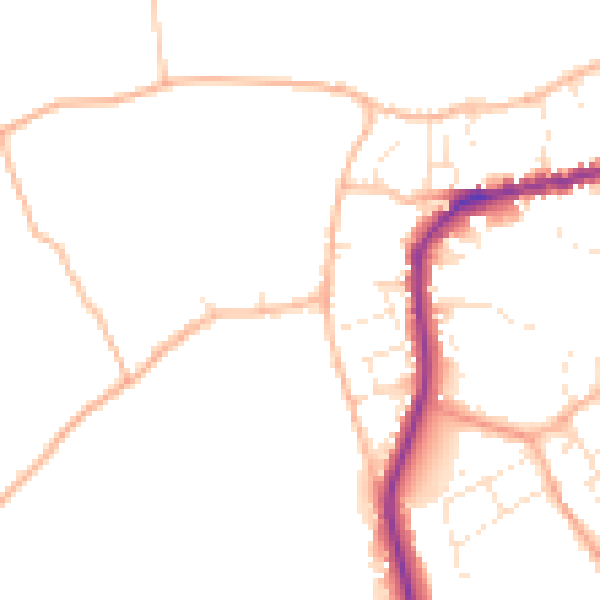Daytime road noise heatmap for TA6 6NU