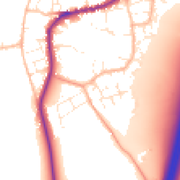 Daytime road noise heatmap for TA6 6TX