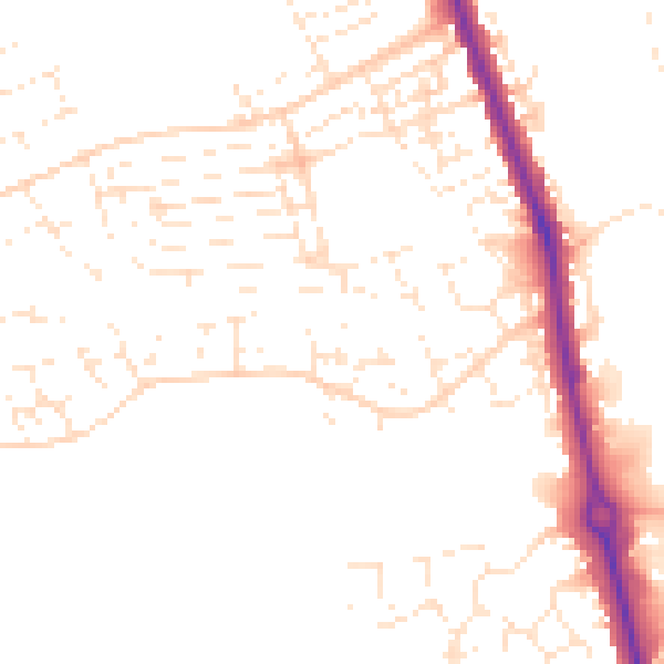 Daytime road noise heatmap for TA6 6UW