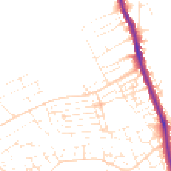 Daytime road noise heatmap for TA6 6ZD