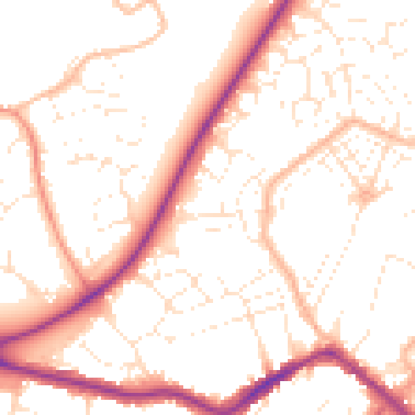Daytime road noise heatmap for TA6 7AJ