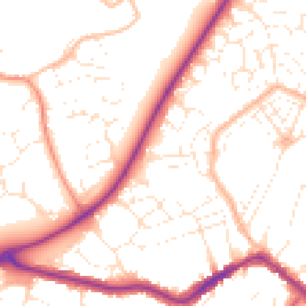 Daytime road noise heatmap for TA6 7AL