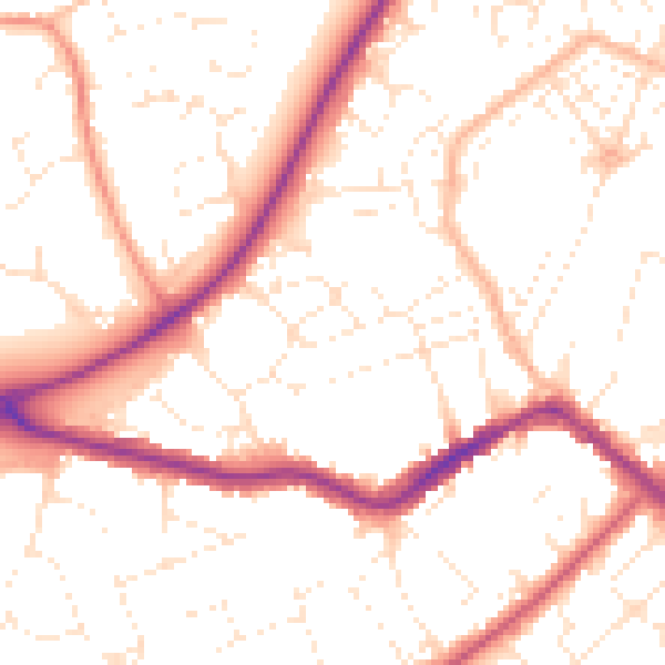 Daytime road noise heatmap for TA6 7AU