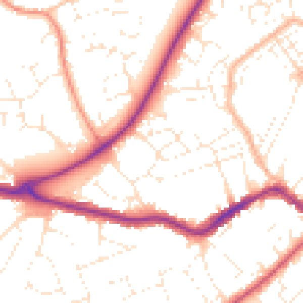 Daytime road noise heatmap for TA6 7AW