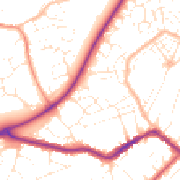 Daytime road noise heatmap for TA6 7AY