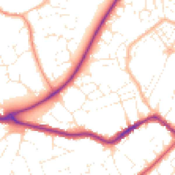 Daytime road noise heatmap for TA6 7BB