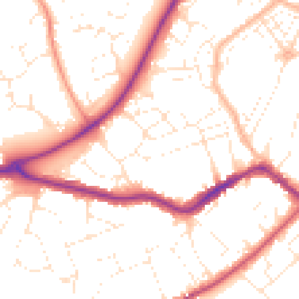 Daytime road noise heatmap for TA6 7BH
