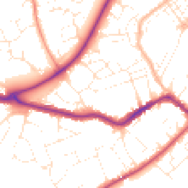 Daytime road noise heatmap for TA6 7BJ