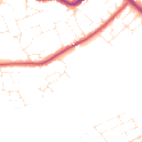 Daytime road noise heatmap for TA6 7BX