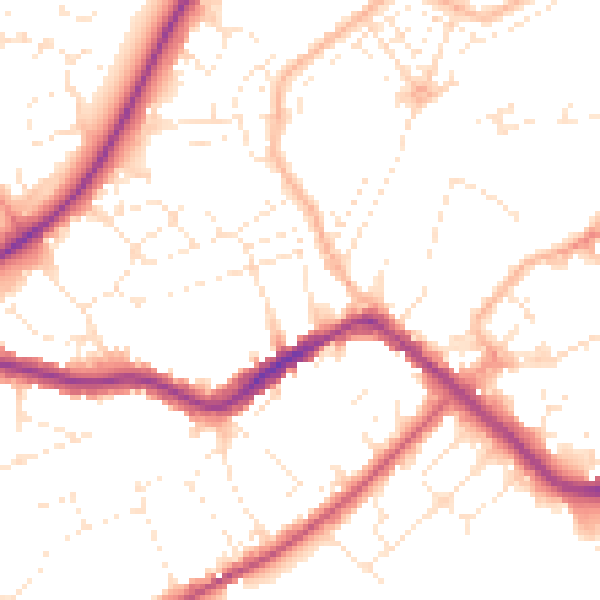 Daytime road noise heatmap for TA6 7DS