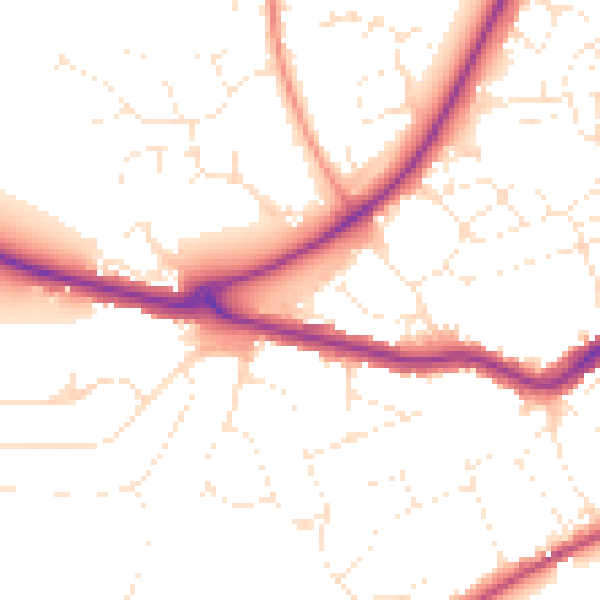 Daytime road noise heatmap for TA6 7EL