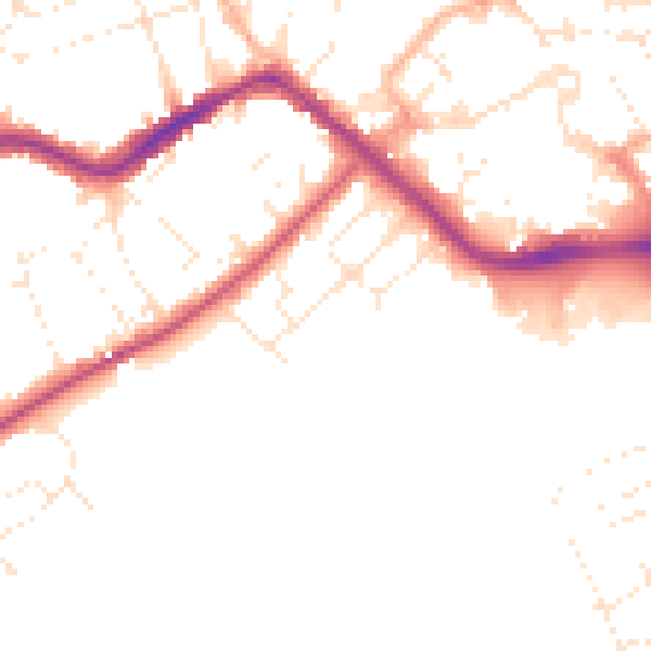 Daytime road noise heatmap for TA6 7ET