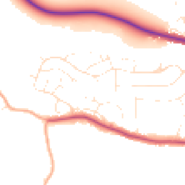 Daytime road noise heatmap for TA6 7JR