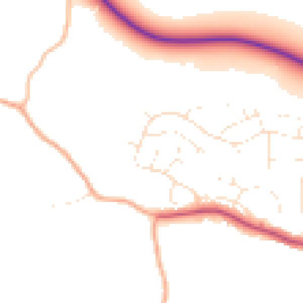 Daytime road noise heatmap for TA6 7JW