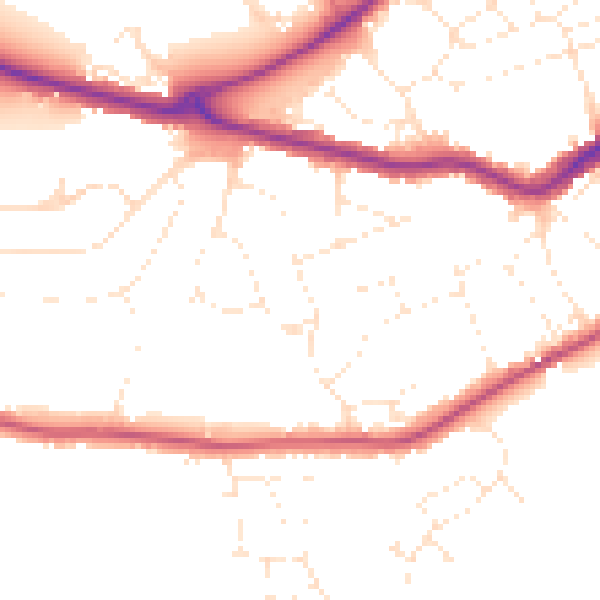 Daytime road noise heatmap for TA6 7LH