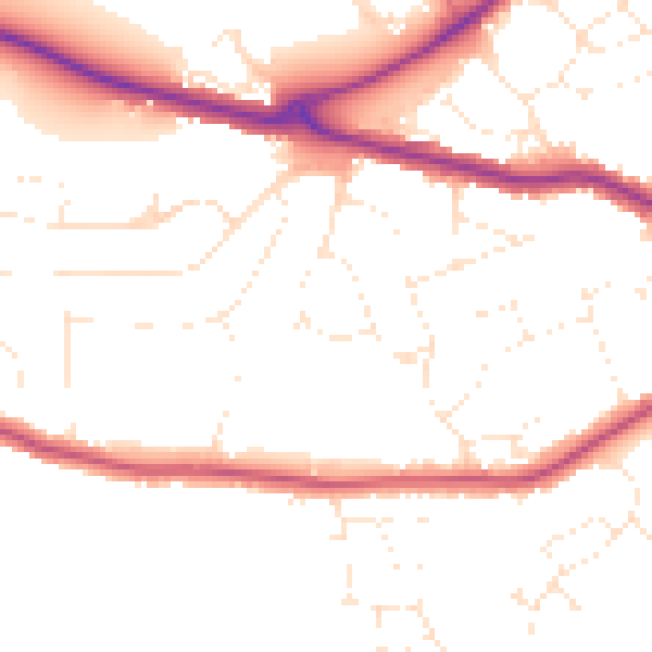 Daytime road noise heatmap for TA6 7LR