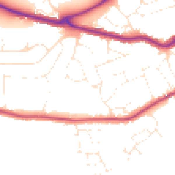 Daytime road noise heatmap for TA6 7LW