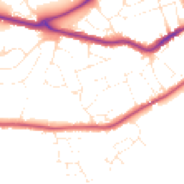Daytime road noise heatmap for TA6 7NF