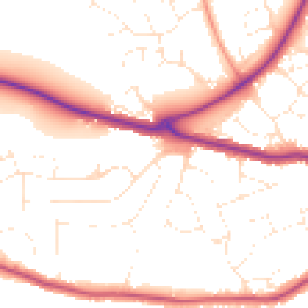Daytime road noise heatmap for TA6 7NL