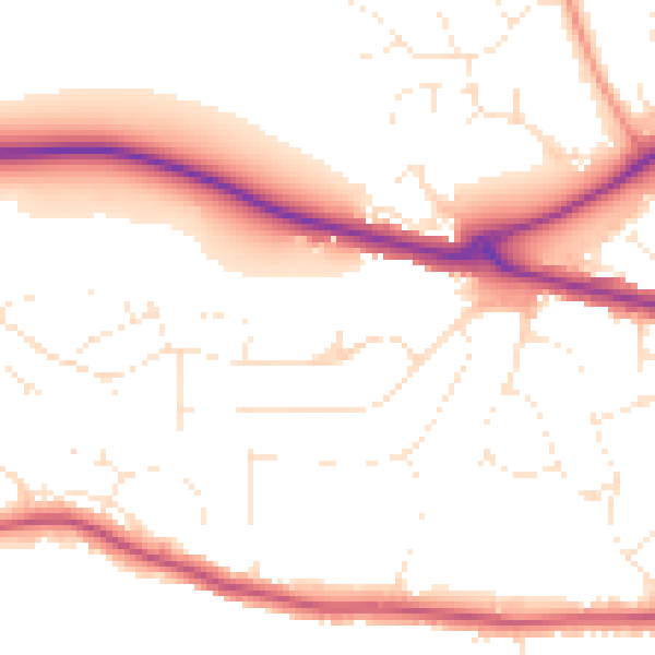 Daytime road noise heatmap for TA6 7NS