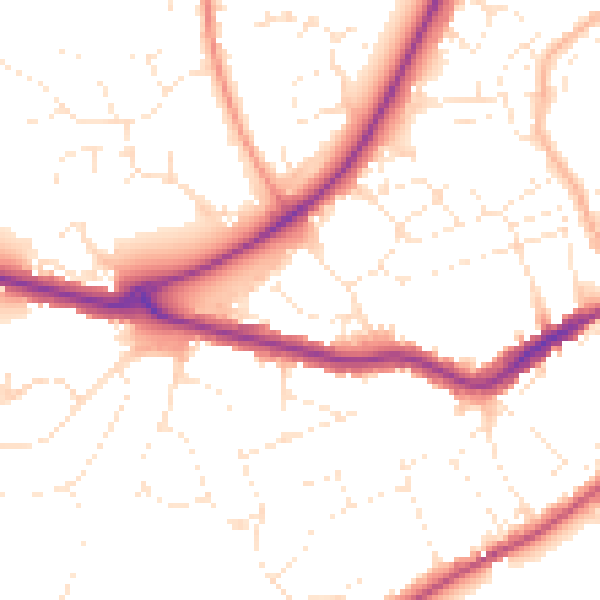 Daytime road noise heatmap for TA6 7PL