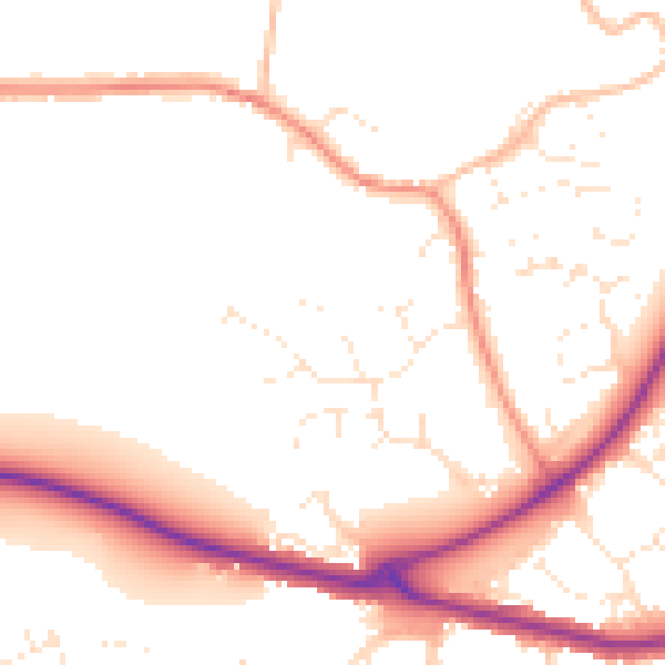 Daytime road noise heatmap for TA6 7PS