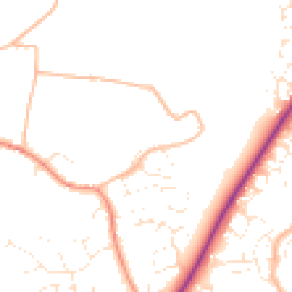Daytime road noise heatmap for TA6 7RL