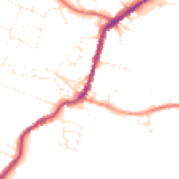 Daytime road noise heatmap for TA9 3AE
