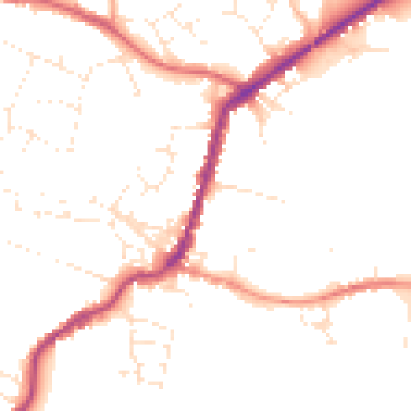 Daytime road noise heatmap for TA9 3AF