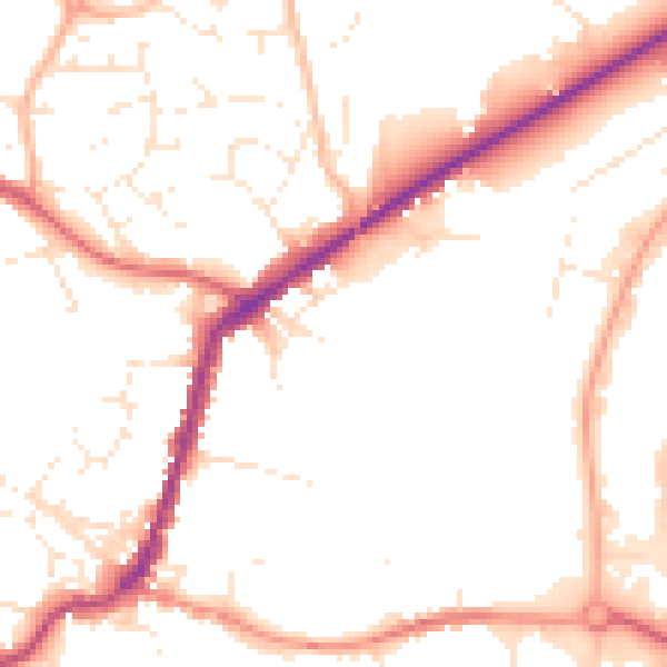 Daytime road noise heatmap for TA9 3AH
