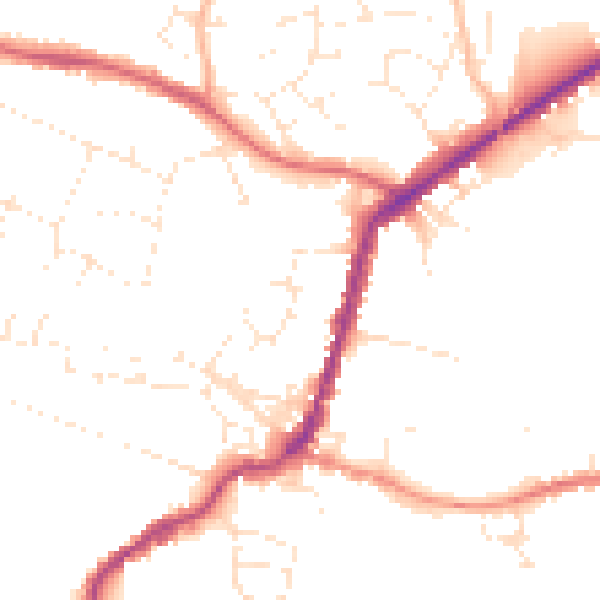 Daytime road noise heatmap for TA9 3AN