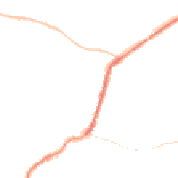 Night-time road noise heatmap for TA9 3AN