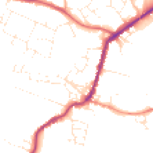 Daytime road noise heatmap for TA9 3AR