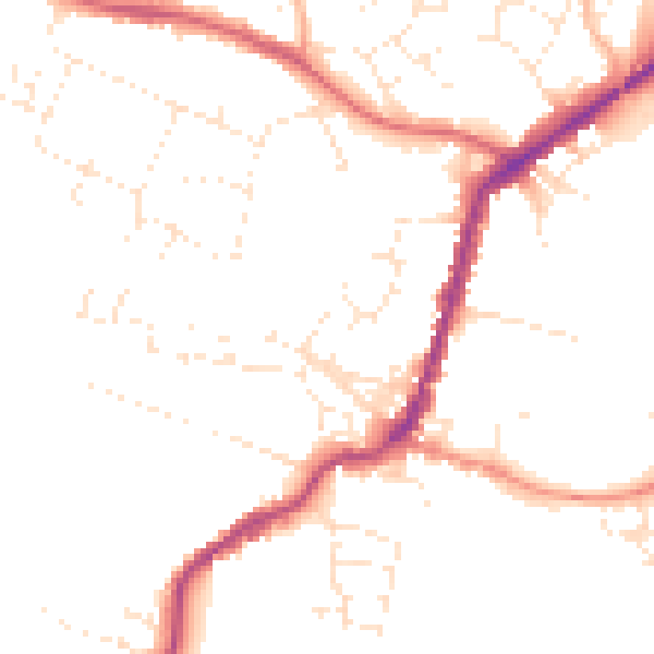 Daytime road noise heatmap for TA9 3AS