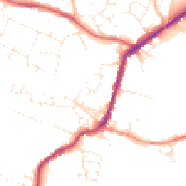 Daytime road noise heatmap for TA9 3AW