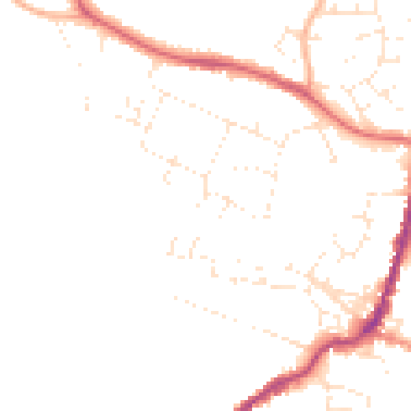 Daytime road noise heatmap for TA9 3AY