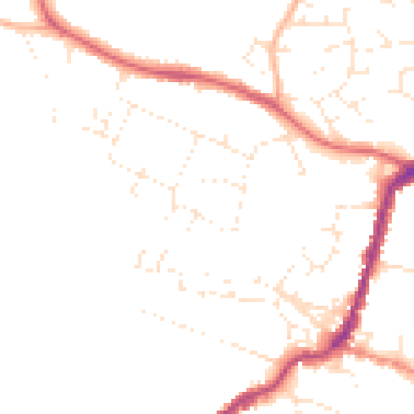 Daytime road noise heatmap for TA9 3AZ