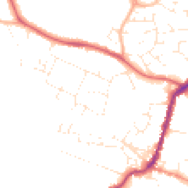 Daytime road noise heatmap for TA9 3BA