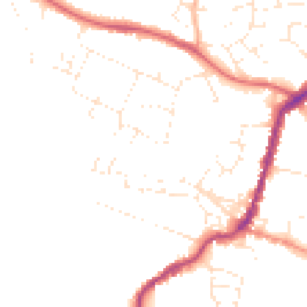 Daytime road noise heatmap for TA9 3BD
