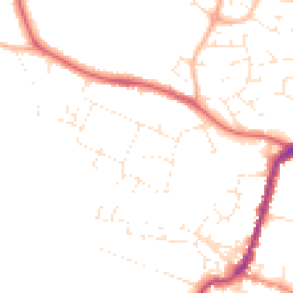 Daytime road noise heatmap for TA9 3BH