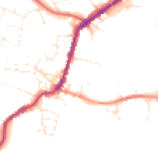 Daytime road noise heatmap for TA9 3BJ
