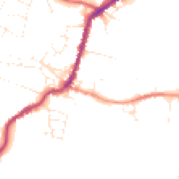 Daytime road noise heatmap for TA9 3BP