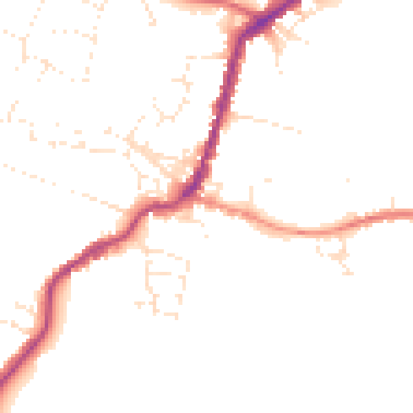 Daytime road noise heatmap for TA9 3BW